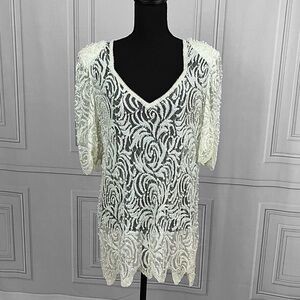 Vintage beaded lace top